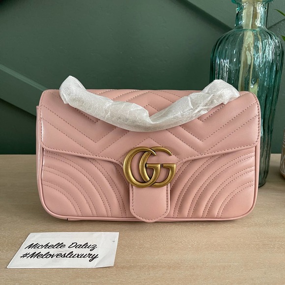 Gucci Handbags - Gucci Marmont Shoulder Bag Flap Light Pink Small